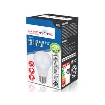led light bulb A60 E27 6w litemate cool white