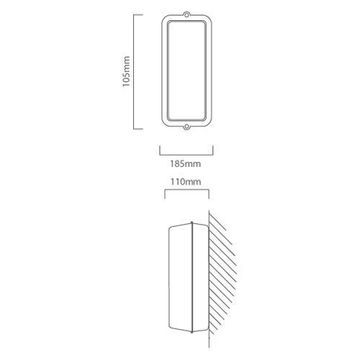 EUROLUX RECTANGULAR BULKHEAD 185MM GREY 1X100W