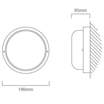 ROUND B/HEAD 190MM BLK