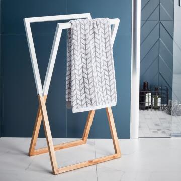 Towel stand scandi SENSEA bamboo white wood