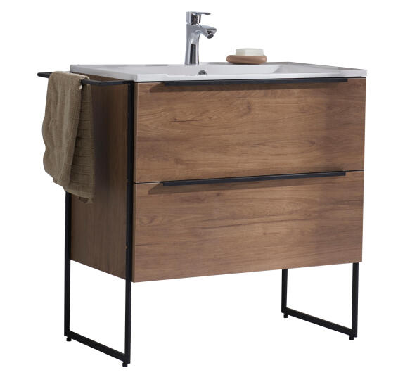 Cabinet Loft-600 Cherry Wood L- Hand Basin Included Gio
