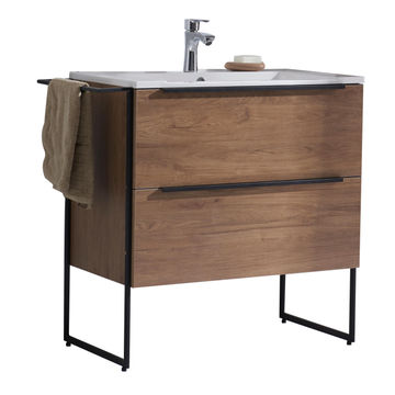 Cabinet Loft-600 Cherry Wood L- Hand Basin Included Gio