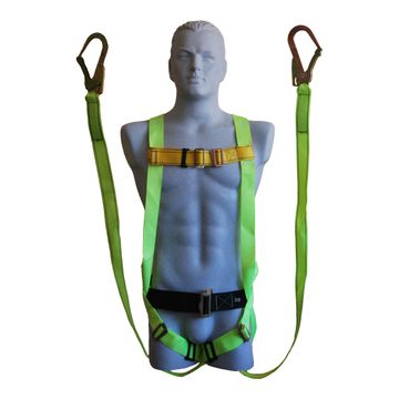 Full body harness double lanyard scaffold hook