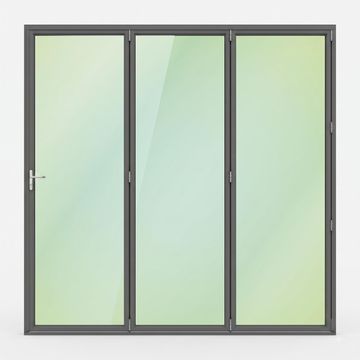 Ibuild aluminium folding door 3 panel 2390x2090 charcoal left opening