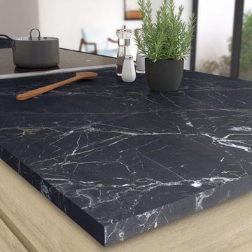 Kitchen Countertop Laminate L315Cm X D65Cm X H3,8Cm Black Marble Matte
