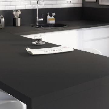 Kitchen countertop laminate L315cm x D65cm x H3,8cm black matte