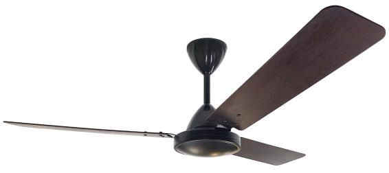 Solent Whirlwind Ceiling Fan 3 Blades 1200mm Black with Mahogany Blades