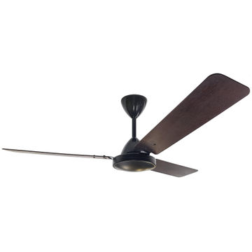 Solent Whirlwind Ceiling Fan 3 Blades 1200mm Black with Mahogany Blades