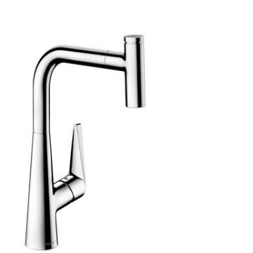 Kitchen tap lever mixer with pull out spray HANSGROHE Talis Select S chrome