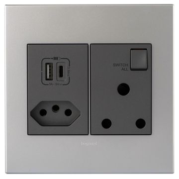 Mono Socket New USB A+C 4x4 ARTEOR Metallic Soft Alluminuim