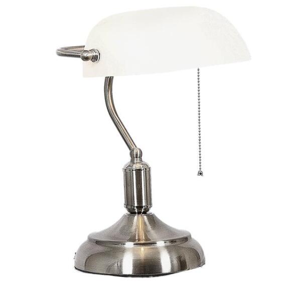 Table lamp bankers with pull switch white