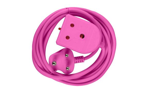 Extension lead 3m 10amp pink