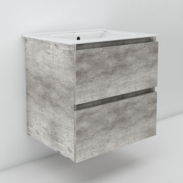 Wall hung bathroom cabinet with 2 drawers concrete grey w61cmxd47cmxh56cm