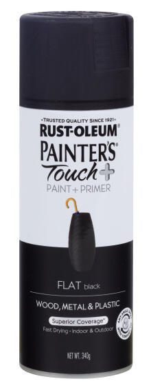 Rust-Oleum Painter's Touch+ Spray Paint Flat Black 340g