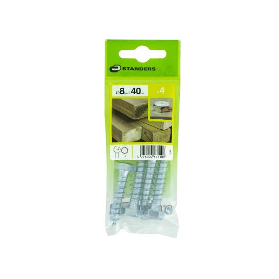 HEX WOODSCREW STEEL STEEL 8X40 4P