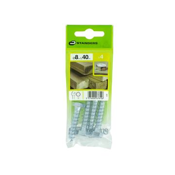 HEX WOODSCREW STEEL STEEL 8X40 4P