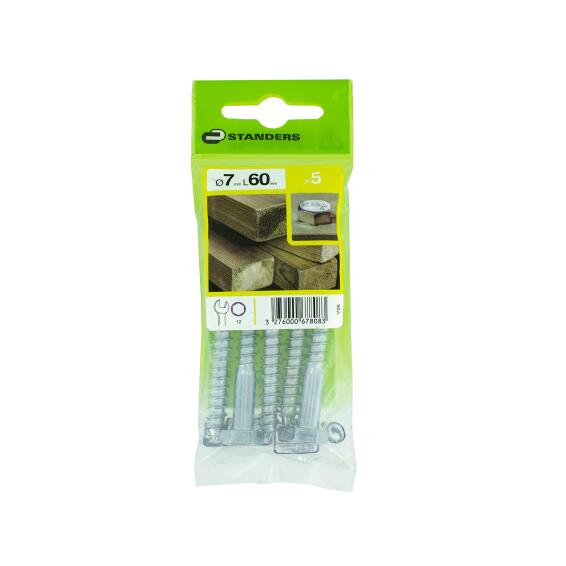 HEX WOODSCREW STEEL STEEL 7X60 5P