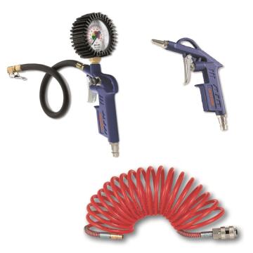 Air tool kit DEXTER with blowing gun + inflating gun + spiral hose with rapid coupler 3m