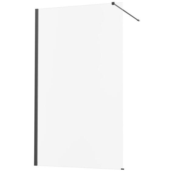 Sensea Remix Shower Screen And Arm Black With Clear Glass W90cmxD0.8cmxH200cm