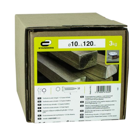 HEX WOODSCREW STEEL WZP+CR3 10X120 3KG