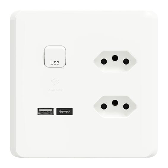 SOCKET 2EURO + 2USB A&C WITH SKIN 16A ICONIC