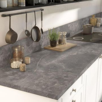 Kitchen countertop laminate L315cm x D65cm x H3,8cm black marble