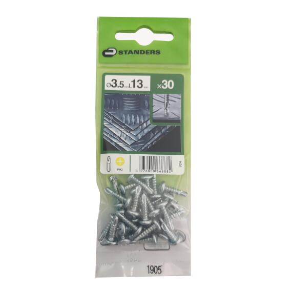 V24 SELF-DRILLING SCREW PAN PH STEEL WZP+CR3 3.5X13 30PCS,P1
