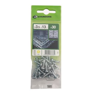 V24 SELF-DRILLING SCREW PAN PH STEEL WZP+CR3 3.5X13 30PCS,P1