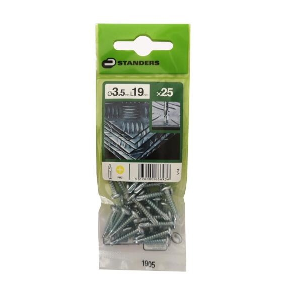 V24 SELF-DRILLING SCREW PAN PH STEEL WZP+CR3 3.5X19 25PCS,P1