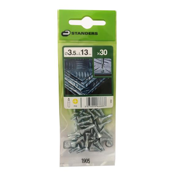 V22 SELF-DRILLING SCREW CS PH STEEL WZP+CR3 3.5X13 30PCS, P1