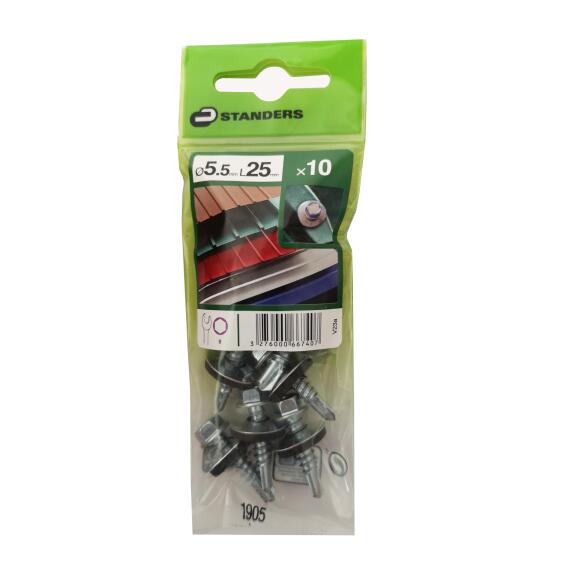 V23A SELF-DRILLING SCREW HEX + EPDM STEEL WZP+CR3 5.5X25 10PCS, P1
