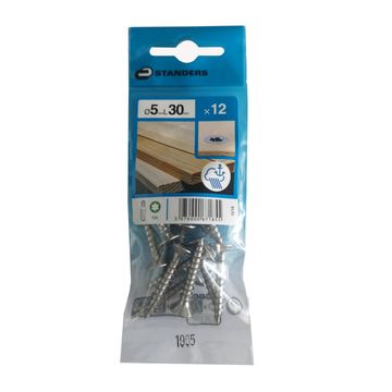 CHIPBOARD SCREW FLAT COUNTERSUNK TORX DRIVE, WITH 6 RIBS,TYPE17,STAINLESS STEEL 316 A4, 5X30, 12PCS, P1