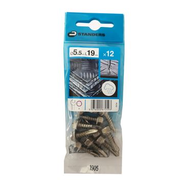 SELF-DRILLING TAPPING SCREW HEXAGON HEAD, STAINLESS STEEL C1, 5.5X19, 12PCS, P1