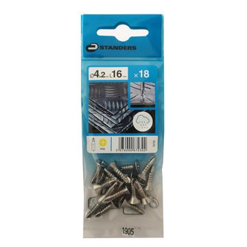 SELF-DRILLING TAPPING SCREW FLAT COUNTERSUNK PH, STAINLESS STEEL C1, 4.2X16=18PCS, P1