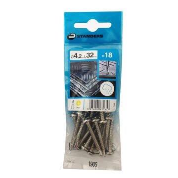 SELF-DRILLING TAPPING SCREW PAN HEAD PH, STAINLESS STEEL C1, 4.2X32=18PCS, P1