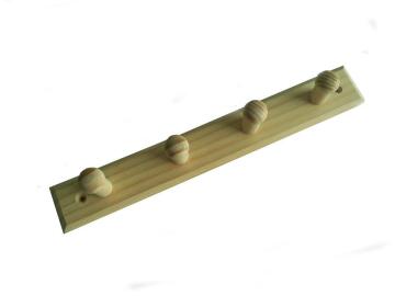 Natural Pine Coat Hanger with 4 small hooks