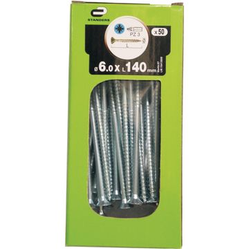 Chipboard screws countersunk pozidriv3 6.0x140mm 50pc box standers