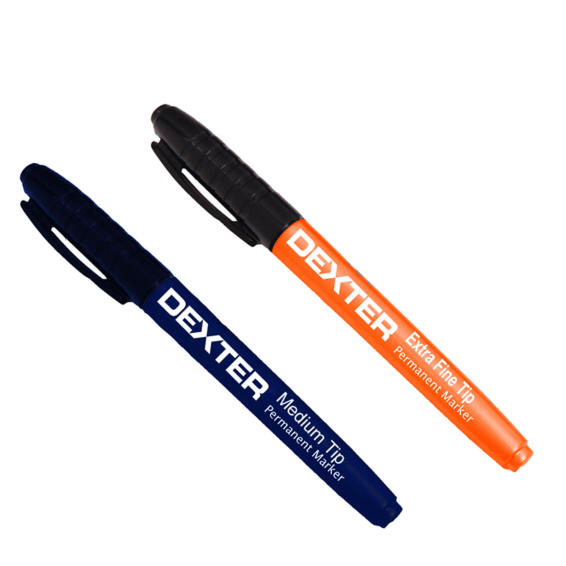 2 markers black ink medium and fine tip DEXTER