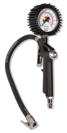 Inflating gun with swivelling gauge