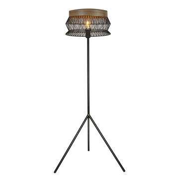 FLOOR LAMP 1XE27 IRON+WOOD BLACK MANAM