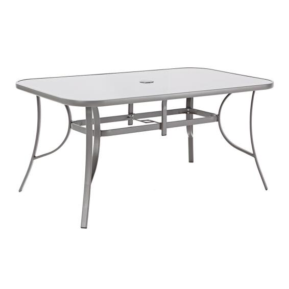 Alma Fix Steel & Glass Patio Table bistro Dark Grey L150cmxW90cm