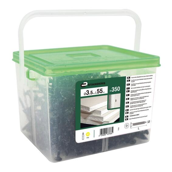 350 PCS DRYWALL SCREW BUGLE HEAD PHILLIP DRIVE FINE THREAD, BLACK PHOSPHATED, 3.5X55,BUCKET