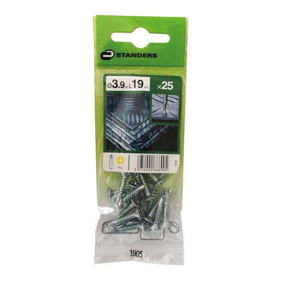 V22 SELF-DRILLING SCREW CS PH STEEL WZP+CR3 3.9X19 25PCS, P1