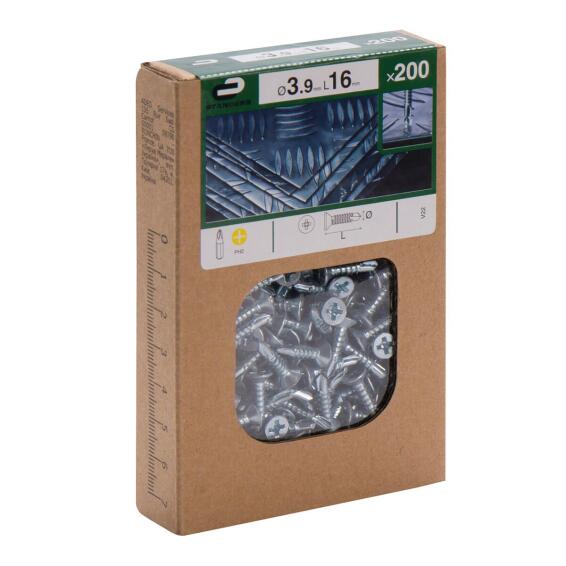 V22 SELF-DRILLING SCREW CS PH STEEL WZP+CR3 3.9X16 200PCS, D0