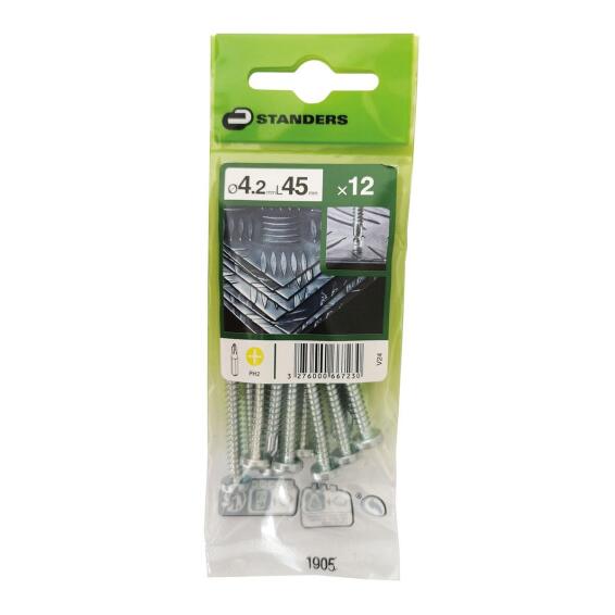 V24 SELF-DRILLING SCREW PAN PH STEEL WZP+CR3 4.2X45 12PCS,P1