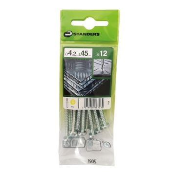 V24 SELF-DRILLING SCREW PAN PH STEEL WZP+CR3 4.2X45 12PCS,P1