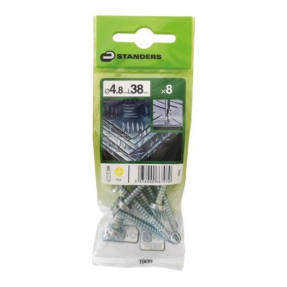 V24 SELF-DRILLING SCREW PAN PH STEEL WZP+CR3 4.8X38 8PCS,P1