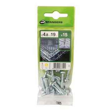 V24 SELF-DRILLING SCREW PAN PH STEEL WZP+CR3 4.8X19 15PCS,P1