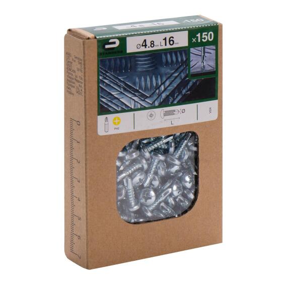 V24 SELF-DRILLING SCREW PAN PZ STEEL WZP+CR3 4.8X16 150PCS, D0