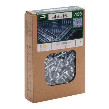 V24 SELF-DRILLING SCREW PAN PZ STEEL WZP+CR3 4.8X16 150PCS, D0